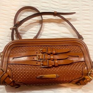 Burberry Prorsum Woven Leather Bridle Belted Clutch/ Crossbody